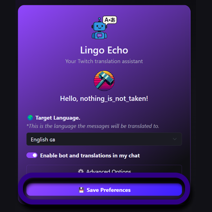 Save Your Preferences